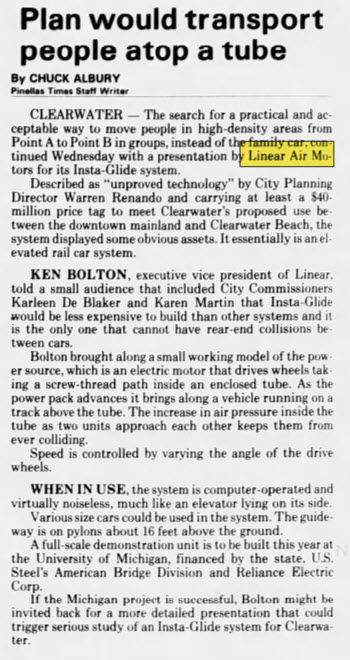 Linear Air Motors - March 1978 Article On Company And Insta-Glide System